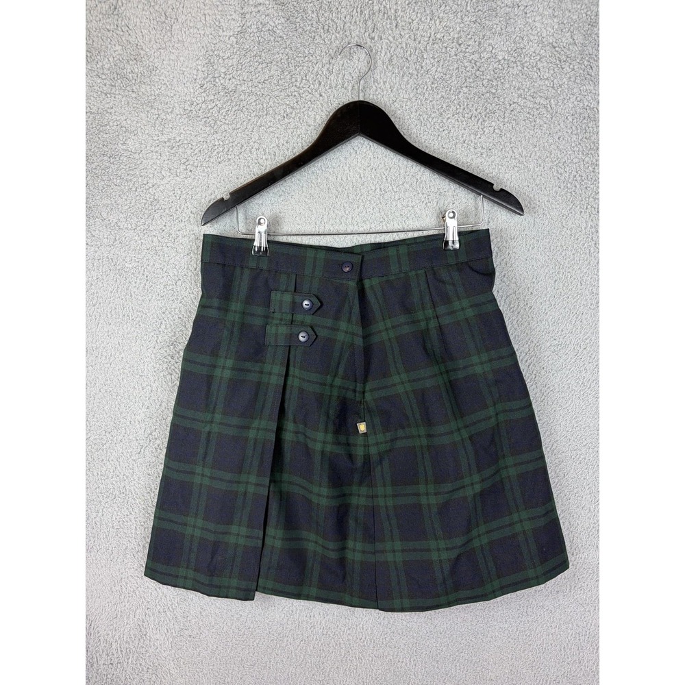 Dennis Skirt Girls 13-14 Green Plaid Pleated School Uniform J13 USA Union Made